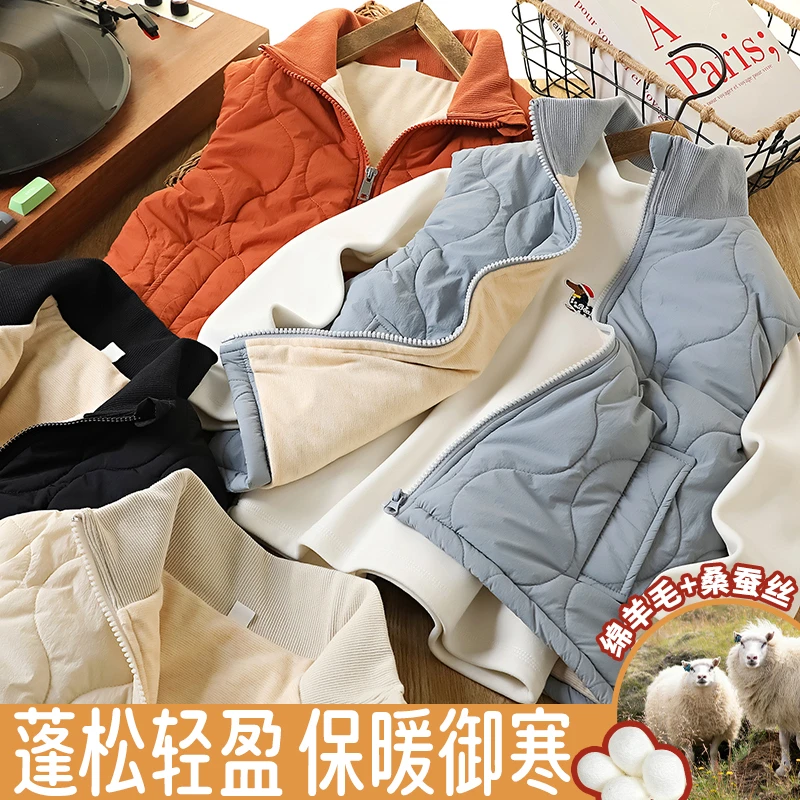 冬季男童简约厚实拉链马甲中大童保暖立领无袖6332