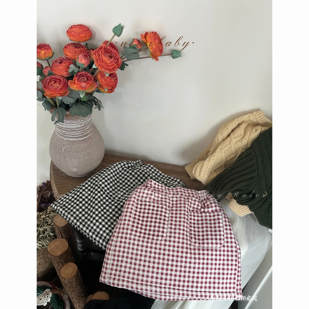 NIMO【橘子海】韩版冬款宝宝格子可爱时尚装饰复古百搭加绒裙