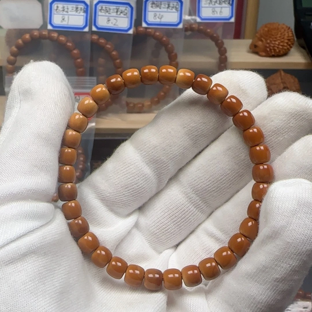 橄榄核手串老挝单圈极限弧三花福利6.6mm
