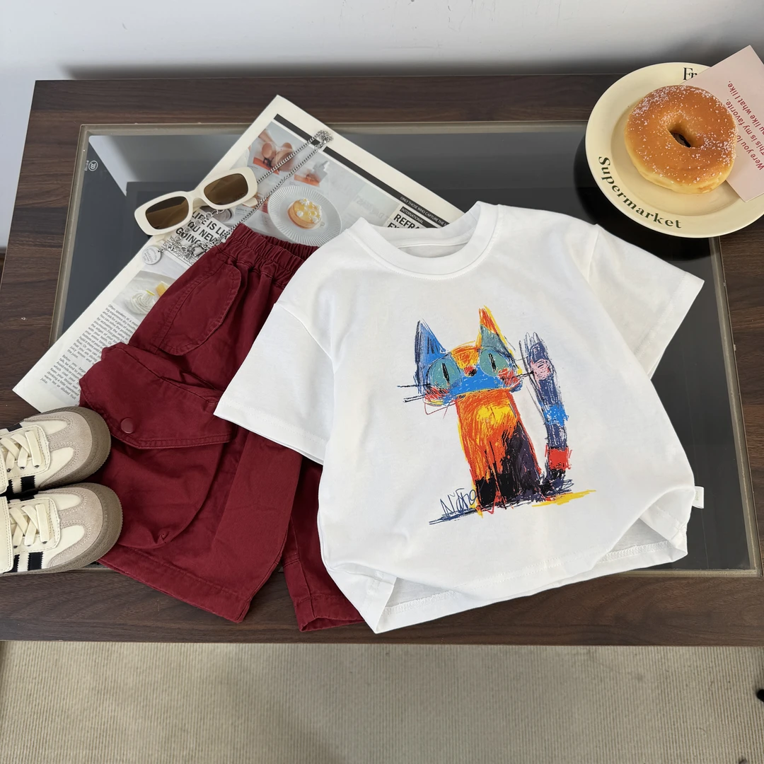 E379两件套男童2025年新款短袖短裤套装