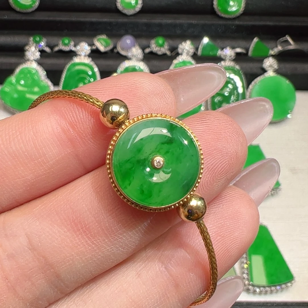 翡翠18K金镶嵌吊坠(不含链)手链