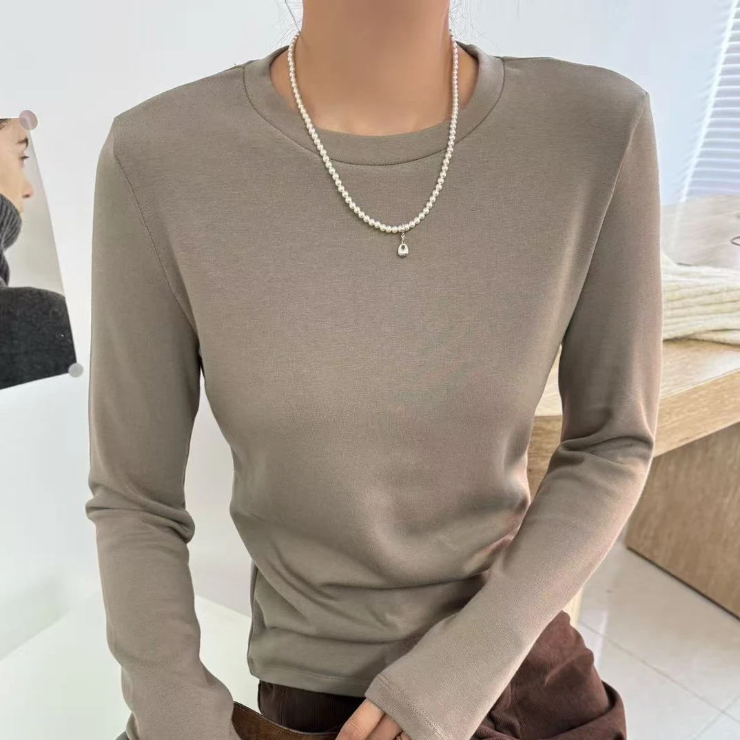 【海南简爱】修身显瘦内搭打底衫T恤1535浅咖
