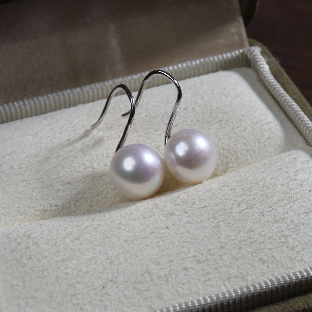 【小迪甄选】9-10mm淡水无核极强光几乎无暇高跟鞋款珍珠S925银耳钩