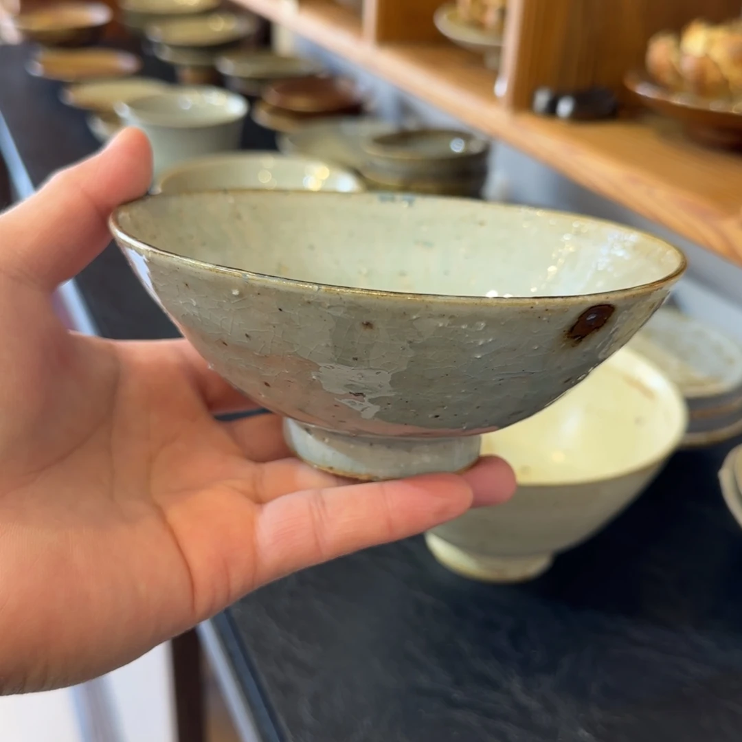 手作灰釉粉引餐碗