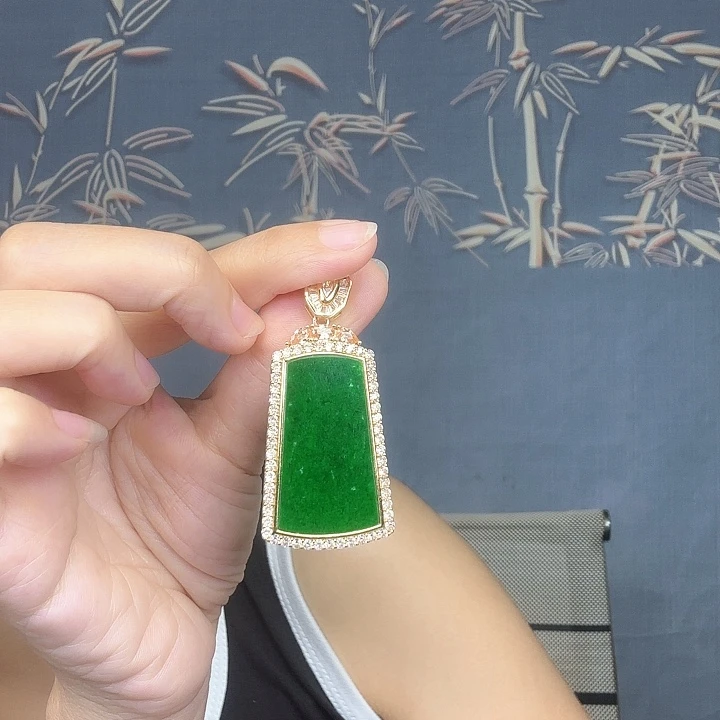 翡翠银S925镶嵌吊坠(不含链)特价