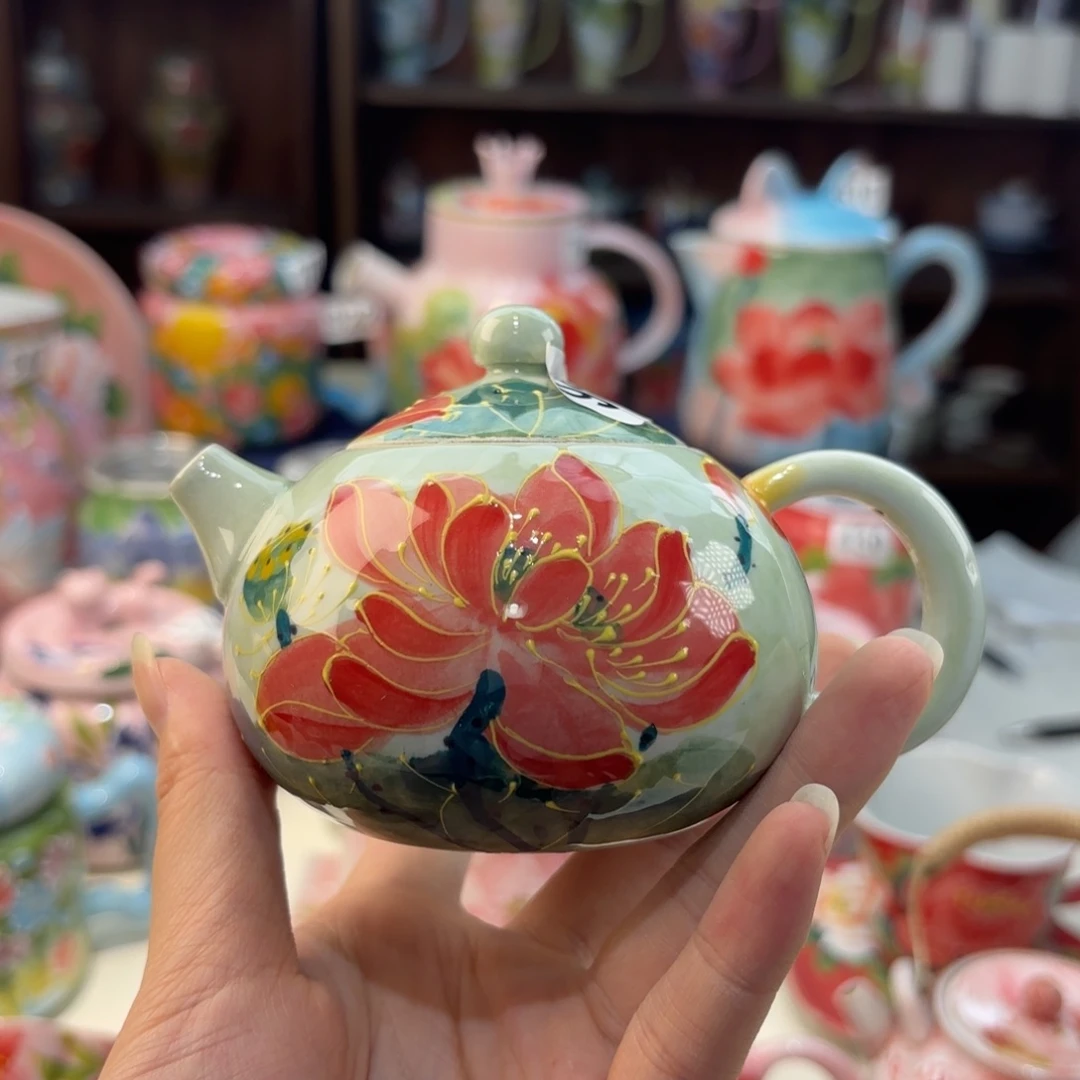 瓷片景德镇手绘高温釉下彩陶瓷茶具
