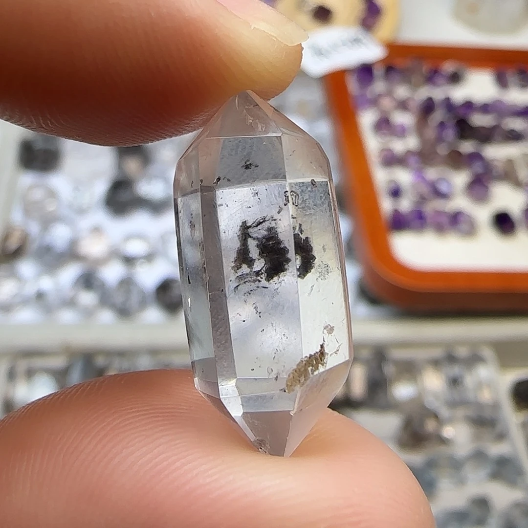 水晶未镶嵌珠宝半成品闪灵双尖随形