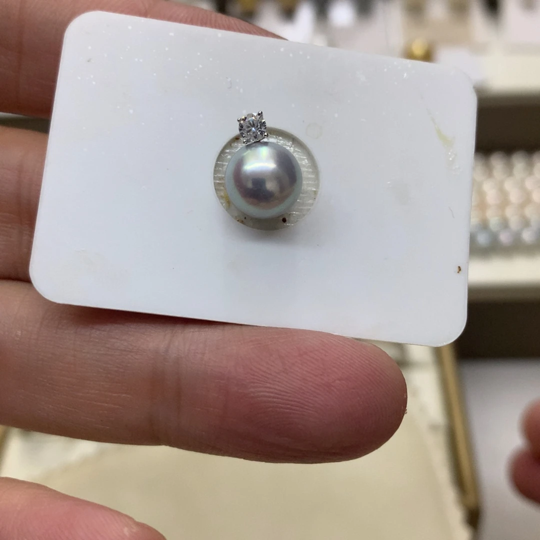 海水珍珠18K金镶嵌颈饰8.5-9真多麻戴妃吊坠