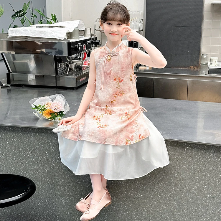 女童连衣裙夏装2025新款洋气新中式儿童汉服大童女孩夏季旗袍裙子