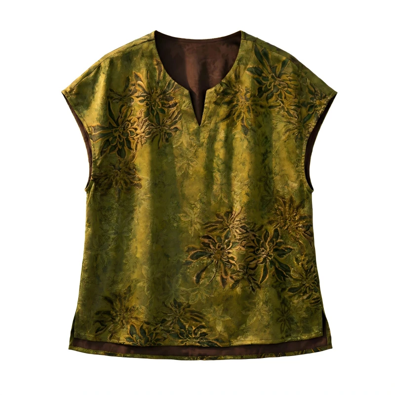 [威姐专属]-高端新中式《绢云缂韵》绢纺香云纱缂丝提花轻奢小 V 领