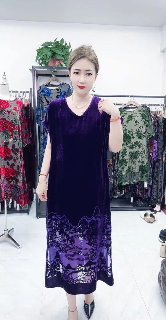 中老年桑蚕丝流水人家裙大码女装时尚