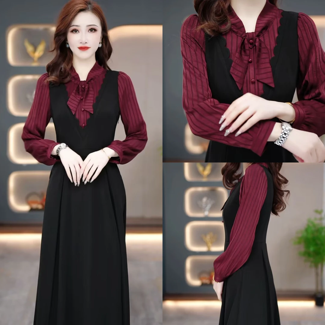 春季连衣裙2025新款气质韩版显瘦时尚百搭收腰连衣裙MY25Y167款