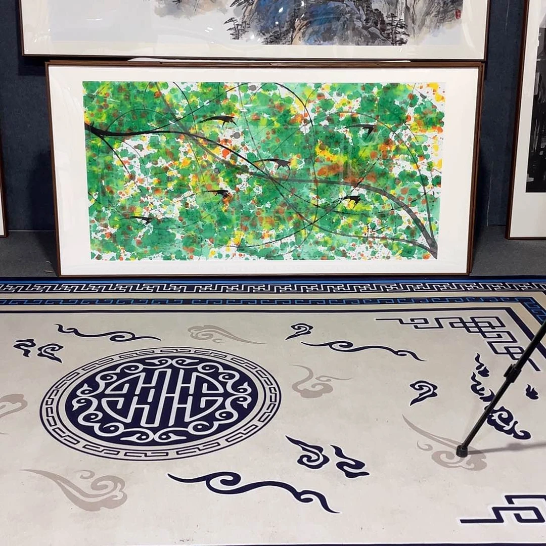 国画手绘画作品带框