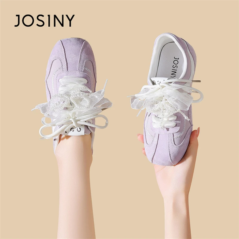 卓诗尼休闲鞋25春秋女上新学院风单鞋圆头百搭珍珠新派简约德训鞋