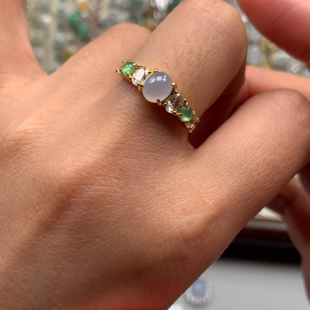 翡翠银S925镶嵌戒指戒指