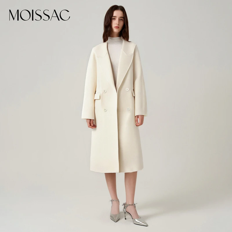MOISSAC摩萨克季简约长款翻领绵羊毛大衣女M