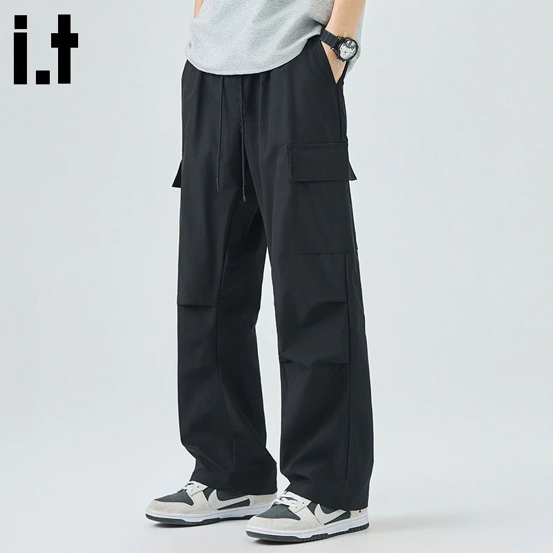 i.t:CHOCOOLATE设计感工装裤男士2025秋冬新款潮牌冰丝休闲直筒裤