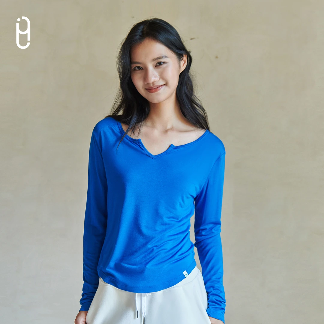 YLI美利奴羊毛衫【羊毛+天丝+莫代尔】轻暖舒适时尚纯色V领打底衫女