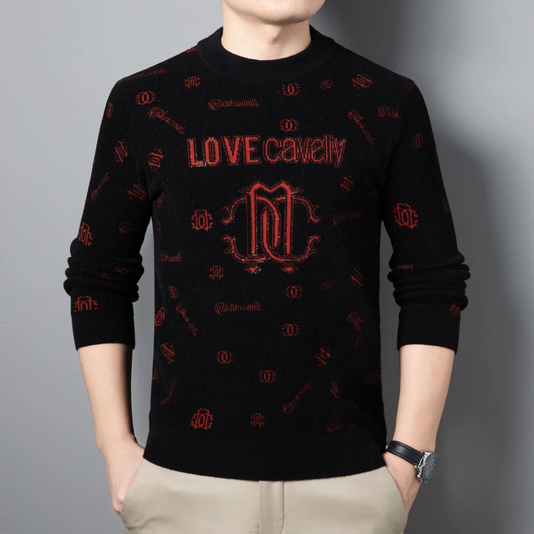 希拉顿男士时尚休闲冬季天鹅绒毛衣25793