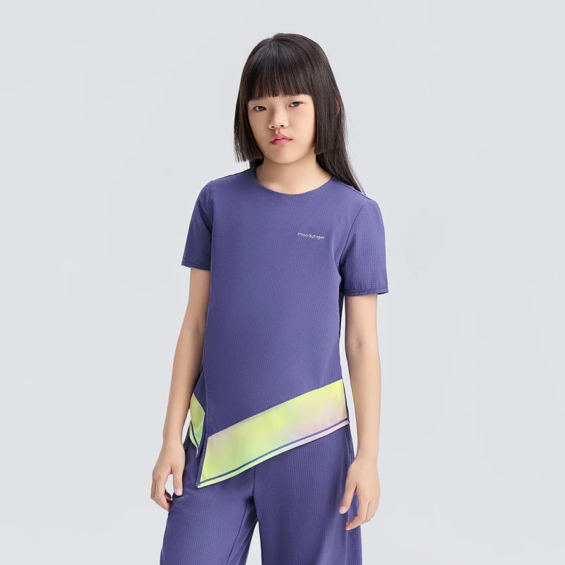 moodytiger女童T恤25夏新轻薄个性打结儿童短袖|Air Supply【H】