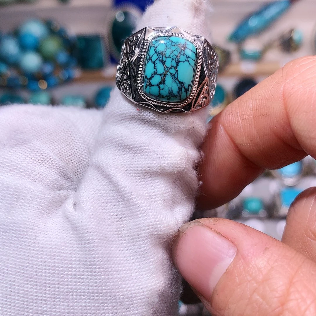 绿松石挂件银S925镶嵌