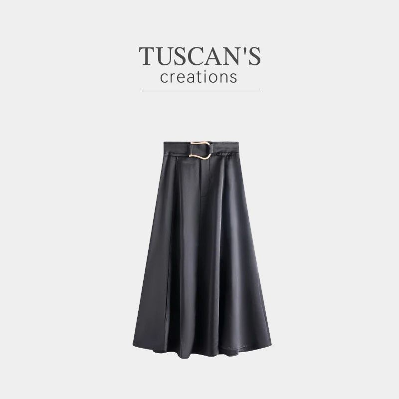 TUSCAN'S CREATIONS时尚百搭高腰设计款垂感气质半身裙时代集团