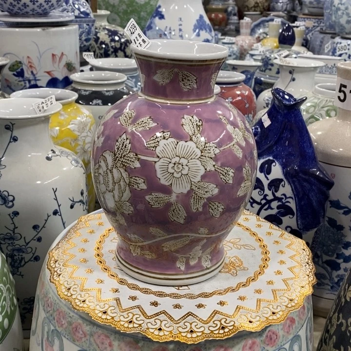 摆件手绘陶瓷彩绘花瓶微瑕