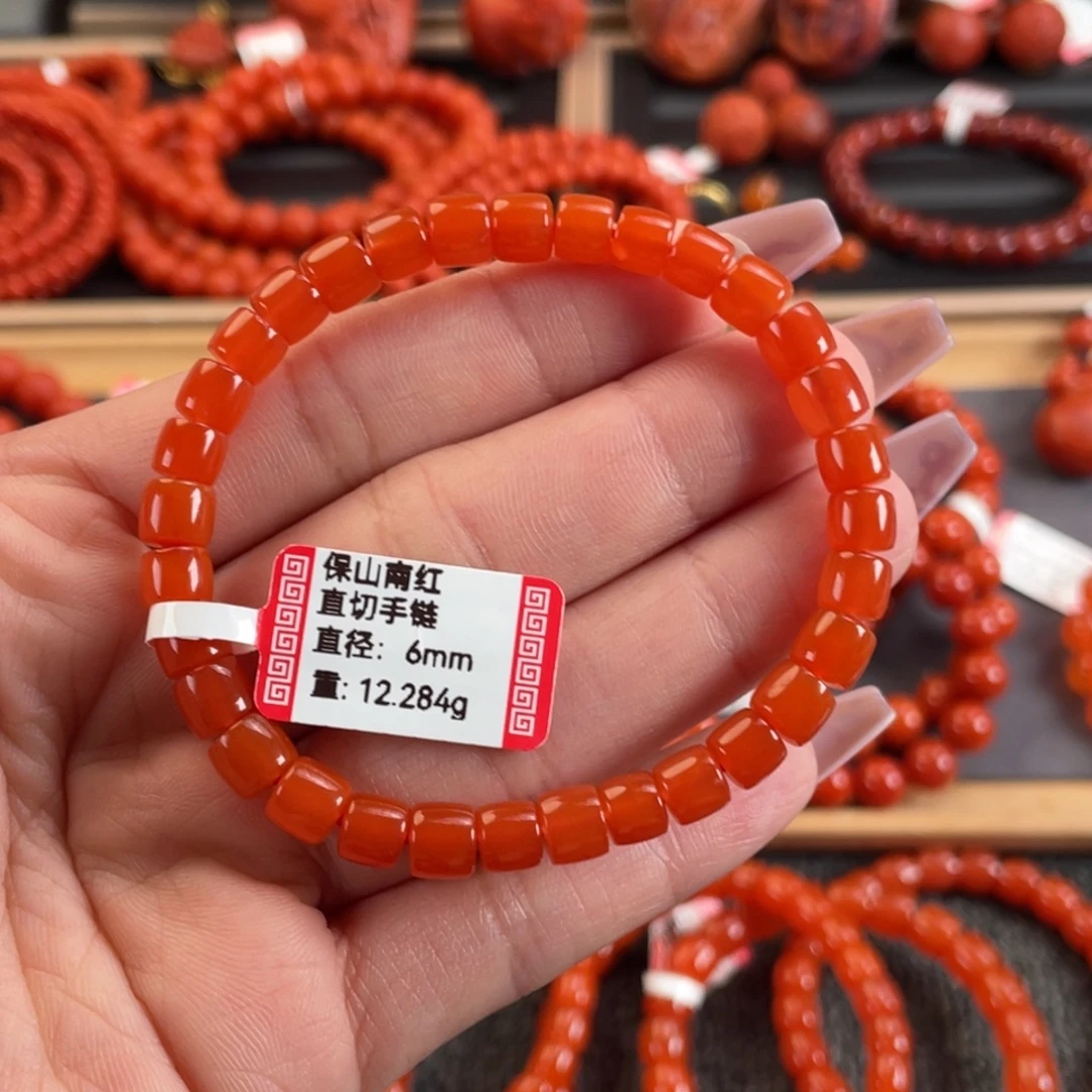 南红玛瑙未镶嵌手链保山南红直切单圈