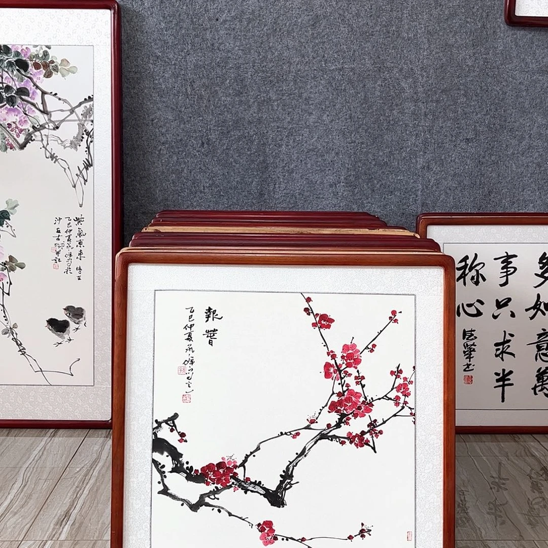 国画书画作品带框63×63