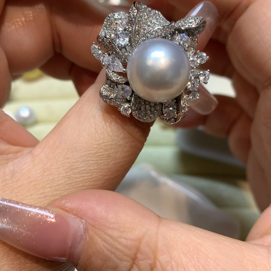 海水珍珠戒指银S925镶嵌