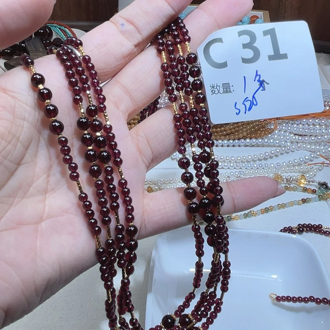 石榴石（紫牙乌）珠宝半成品银S925镶嵌C31。