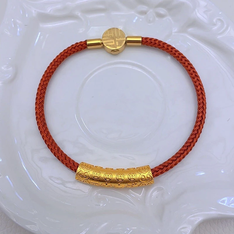 手链 1383-新中式红绳五帝币弯管手链时尚气质手工