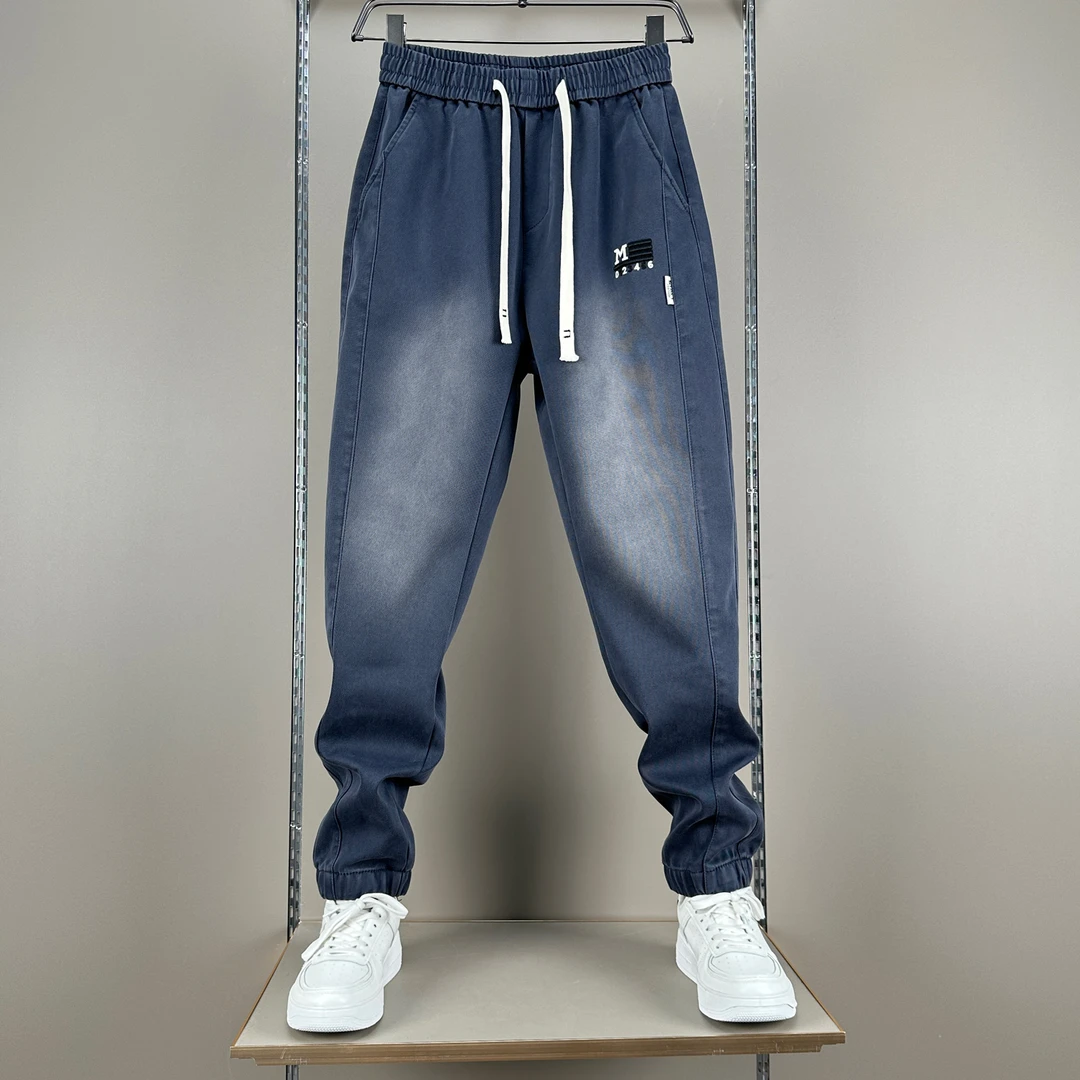 秋季新款男士休闲裤舒适宽松型松紧腰百搭渐变高弹潮男高品质痞帅