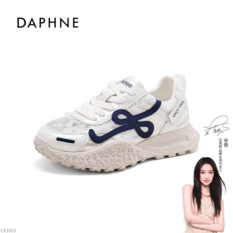 达芙妮透气阿甘鞋女2025夏季新款复古拼色蕾丝刺绣百搭德训鞋女C