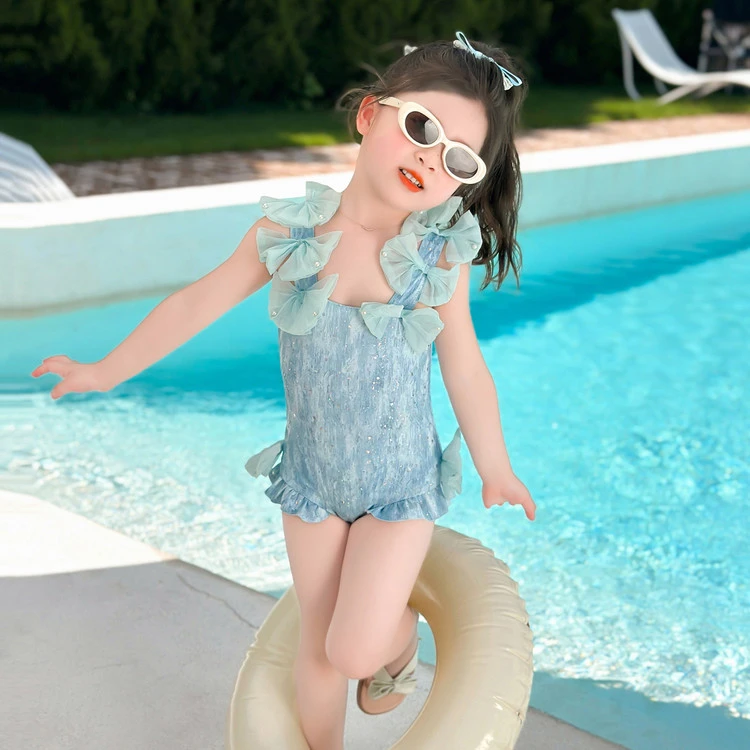 女童连体泳衣夏季儿童防晒泳装女宝宝海边度假速干透气可爱游泳衣