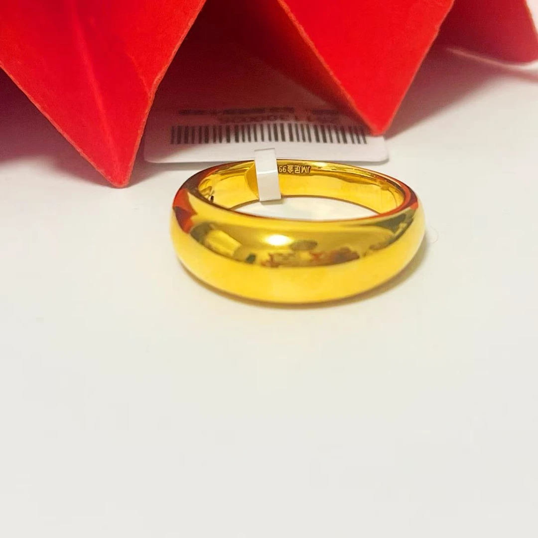 姐妹黄金 足金999简约亮面泡泡海豚背戒指