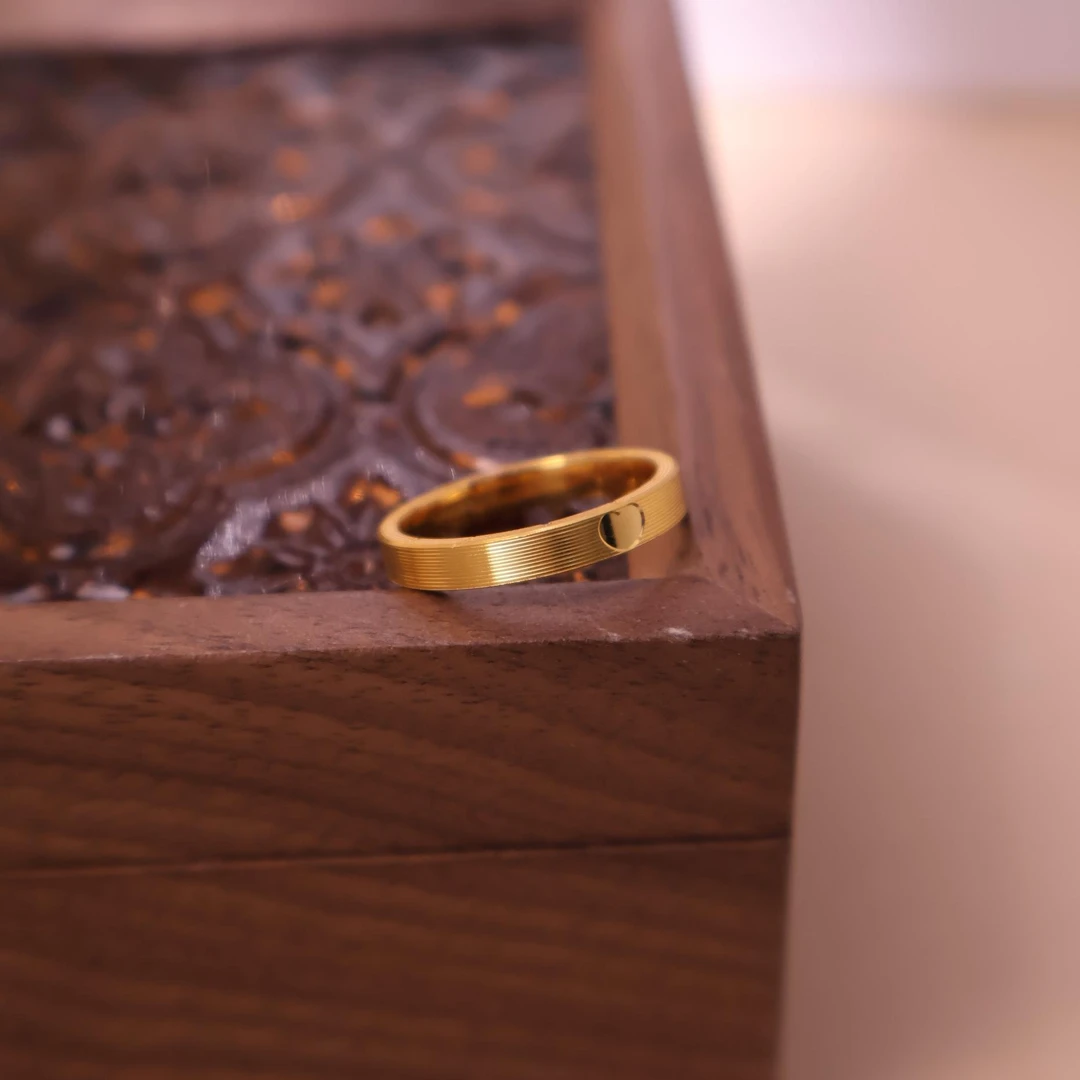 丝路玉海足金999爱心年轮拉丝戒指个性气质百搭情侣轻奢精致精致