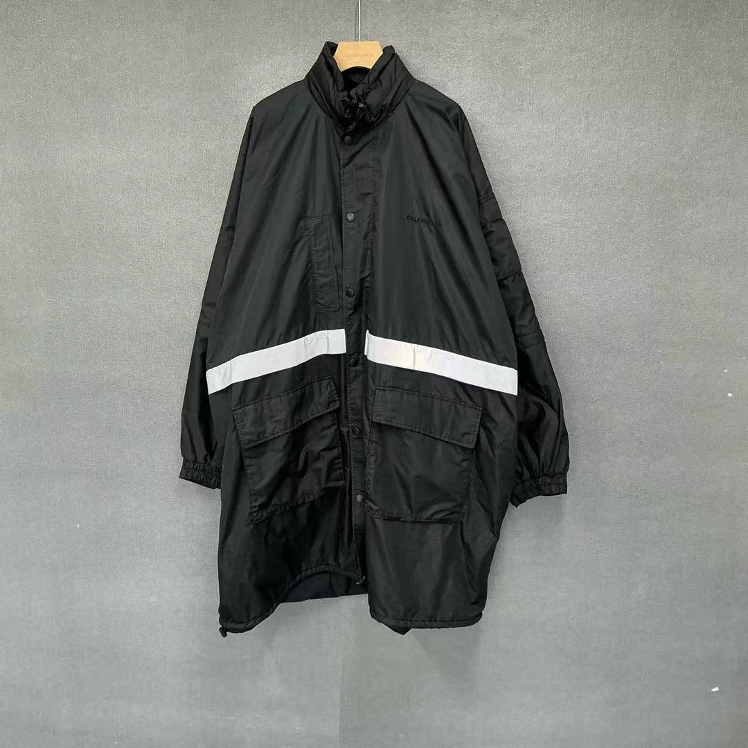 99新 Balenciaga/巴黎世家 （pm） 刺绣logo反光条派克大衣44码8754