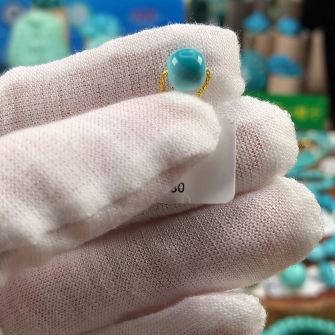 绿松石未镶嵌珠宝奇石高瓷蓝绿老型6.9*6.2mm