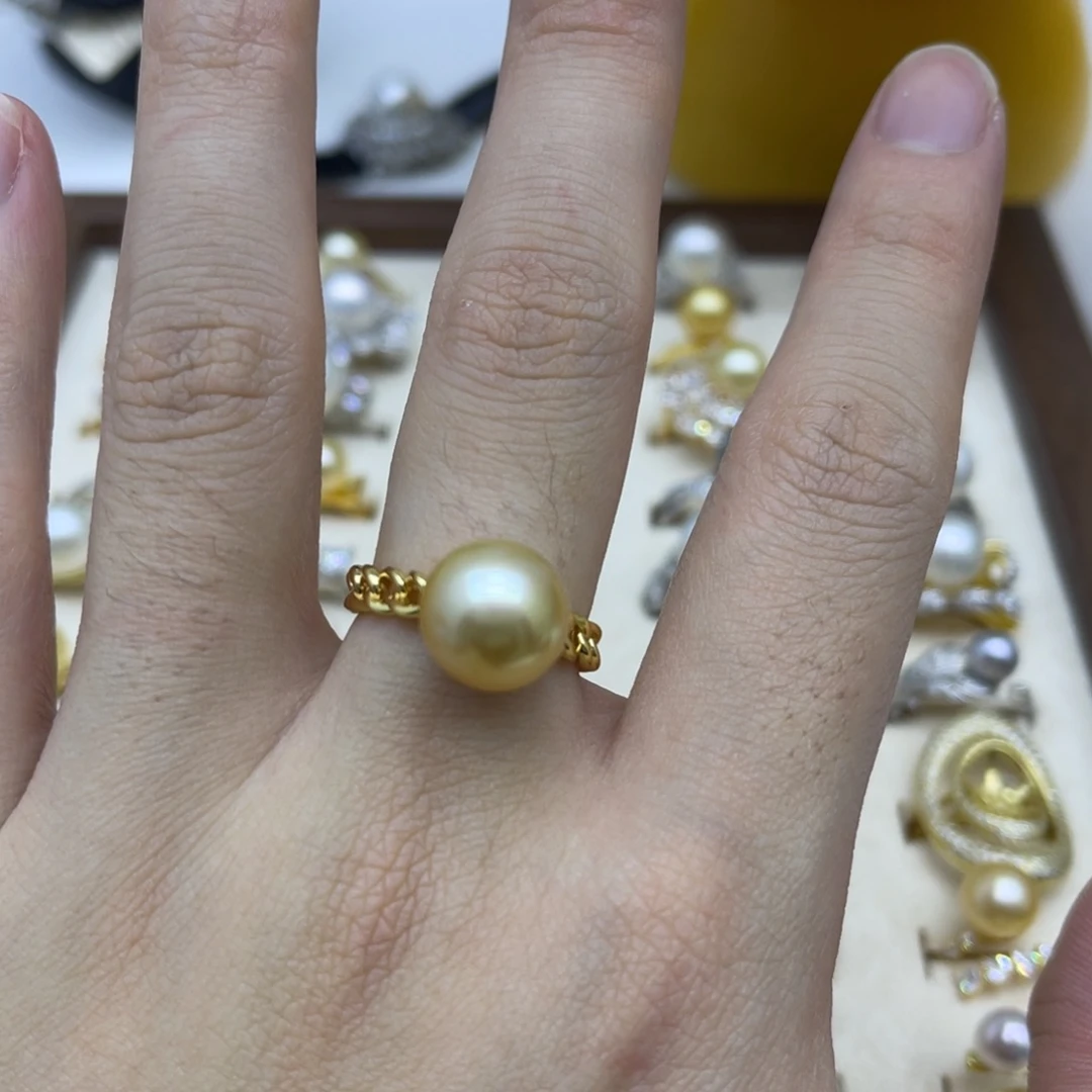 海水珍珠戒圈银S925镶嵌