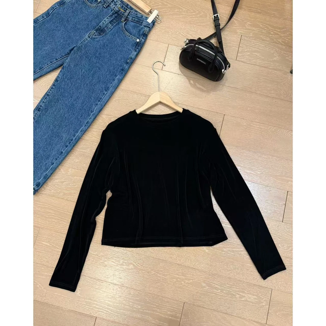 玖了个玖【短款醋酸上衣】2025春夏显瘦百搭小衫 2503C1081