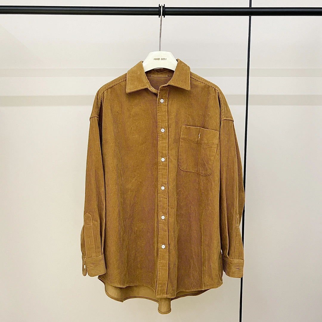 【YIHAN】5575 老钱风 新品25SS限售高订款 男友风衬衫 灯芯绒焦糖