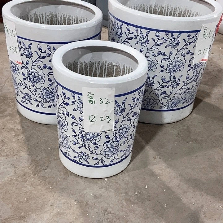 高温烧制直筒青花一套