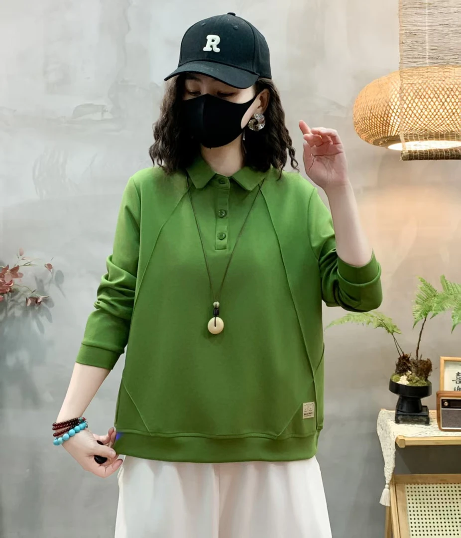 2025春季新款卫衣休闲po领长袖百搭大码春秋宽松妈妈装女士