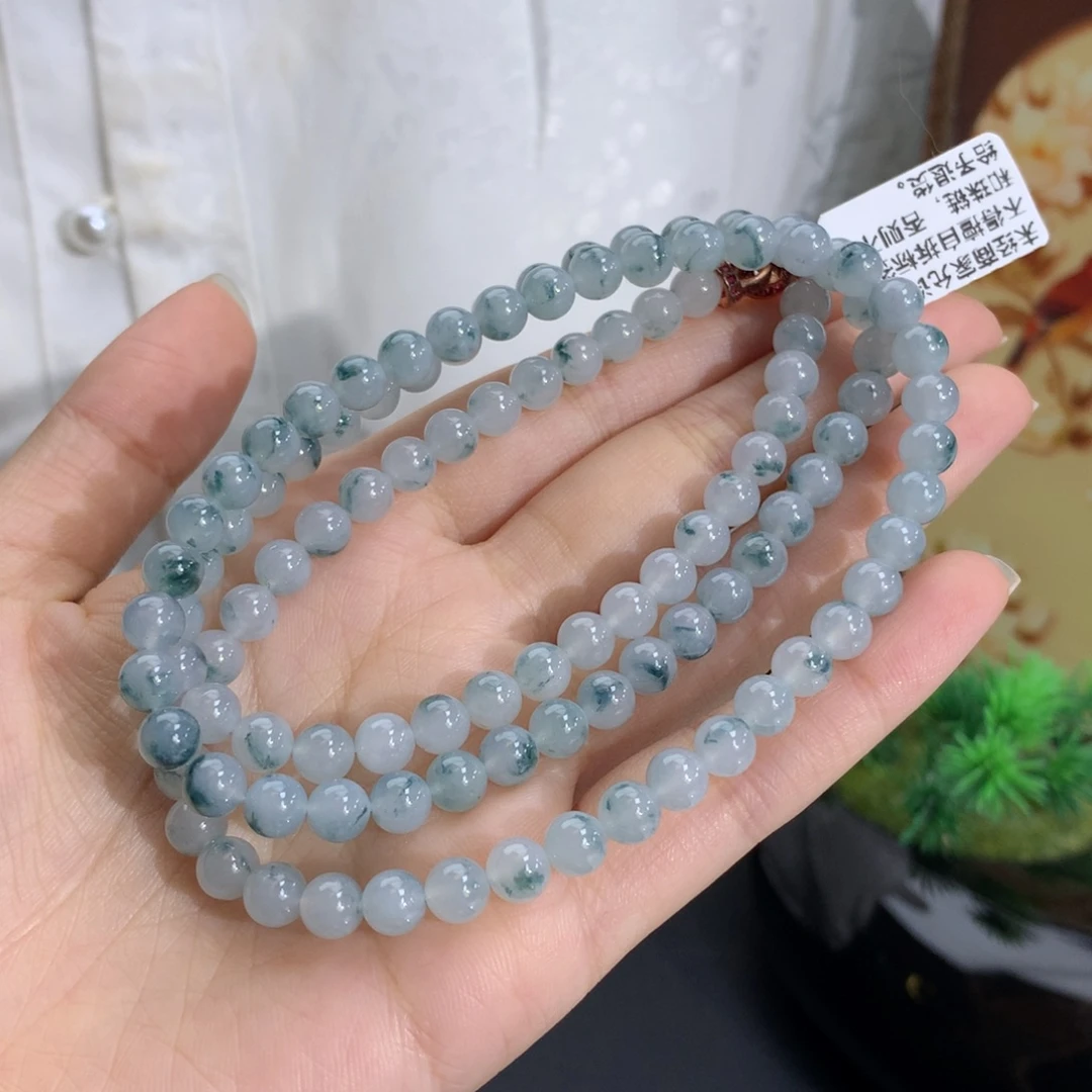 未镶嵌手串翡翠卡6.0冰润胶蓝底飘蓝花