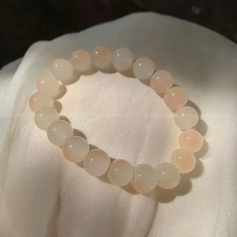 非金属仿水晶手链 渐变菩提冰透粉手串