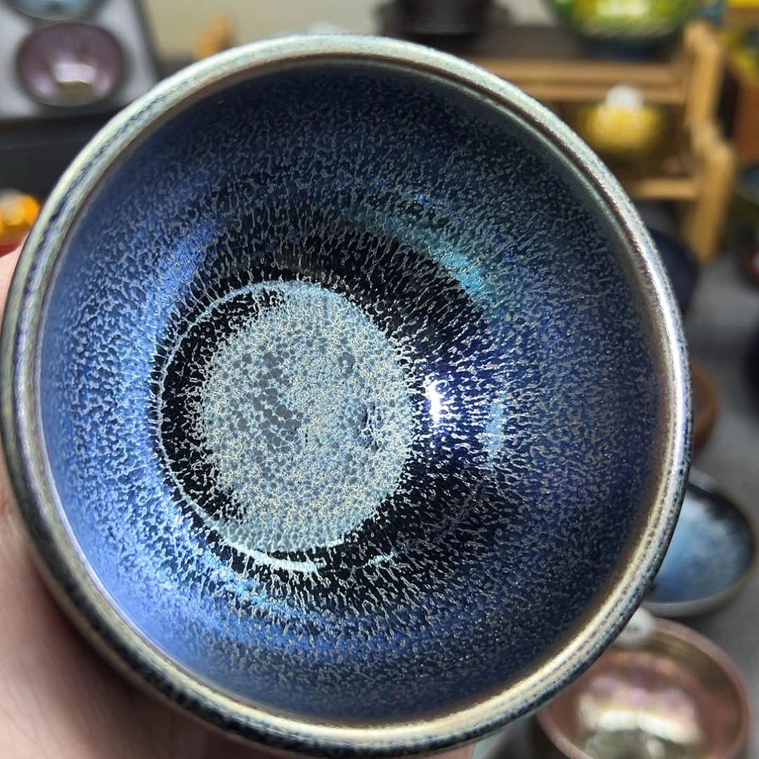 茶盏蓝麒麟拗体手工