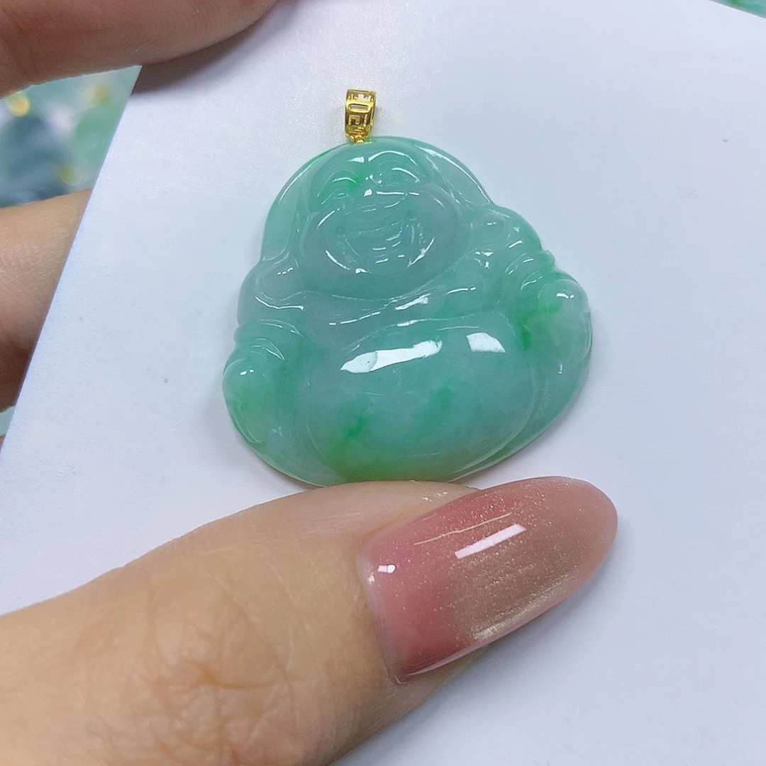 翡翠18K金镶嵌颈饰挂件