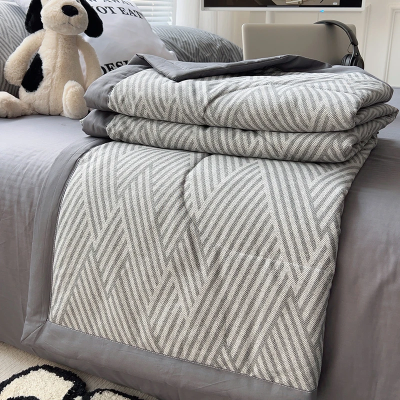 简约北欧纯棉夏被四件套夏季全棉可水洗空调被子床单床笠床上用品