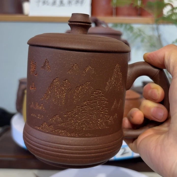 观山刻绘紫泥盖杯容量500cc